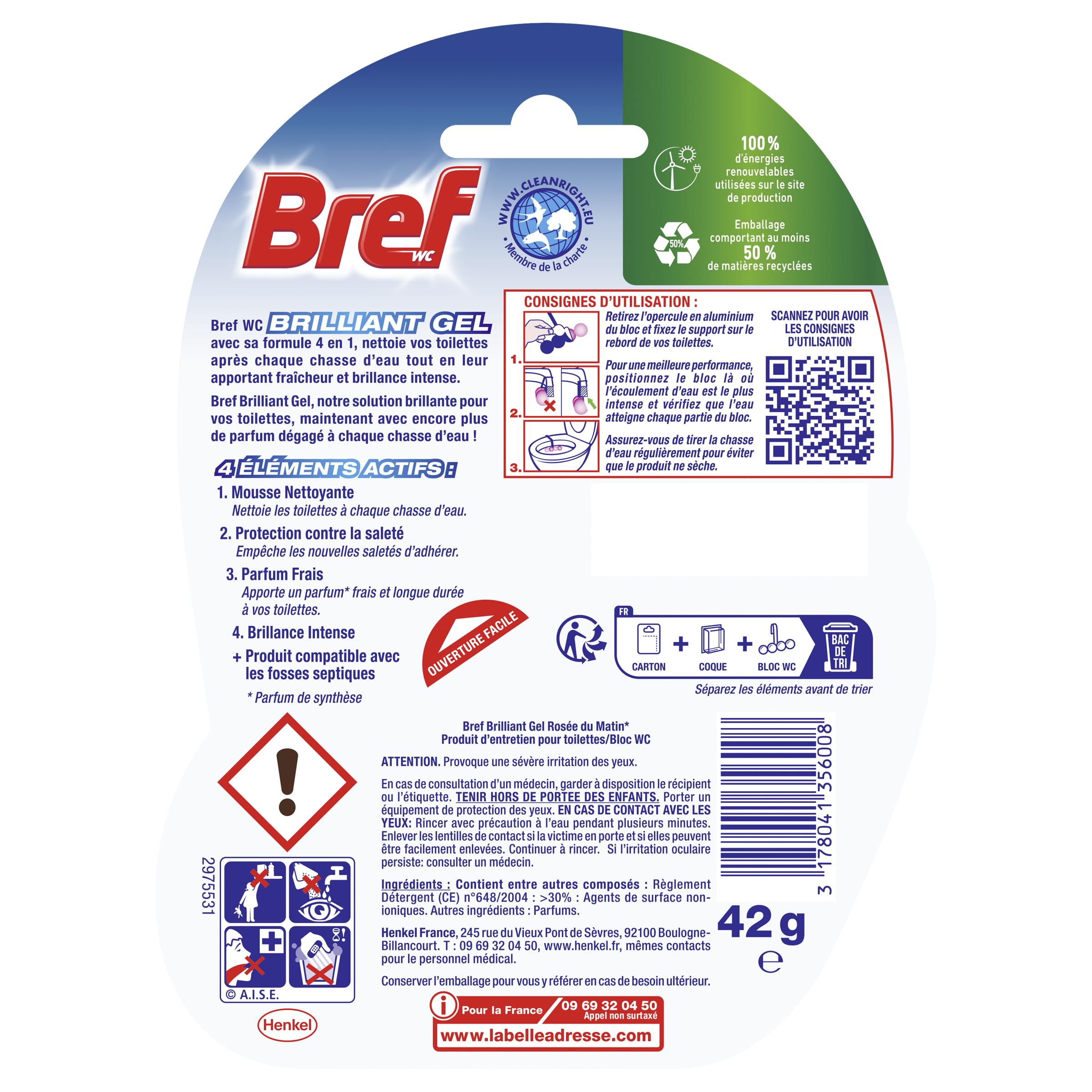 bref-brilliant-gel-all-in-1-bloc-wc-ros-e-du-matin-lot-de-11-x-50g image 3