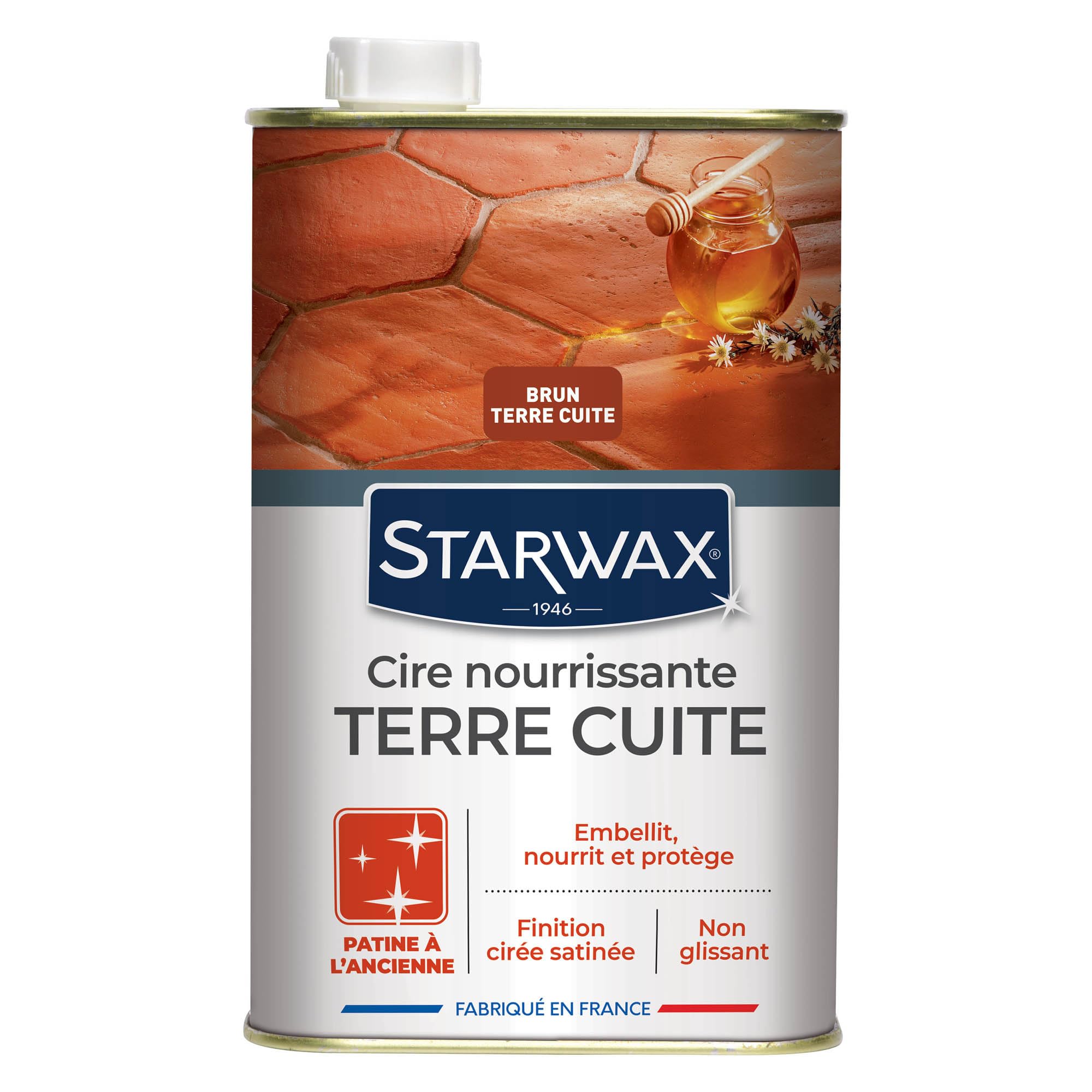 starwax-cire-nourrissante-patine-l-ancienne-tomettes-1l-brun-terre-cuite image 1