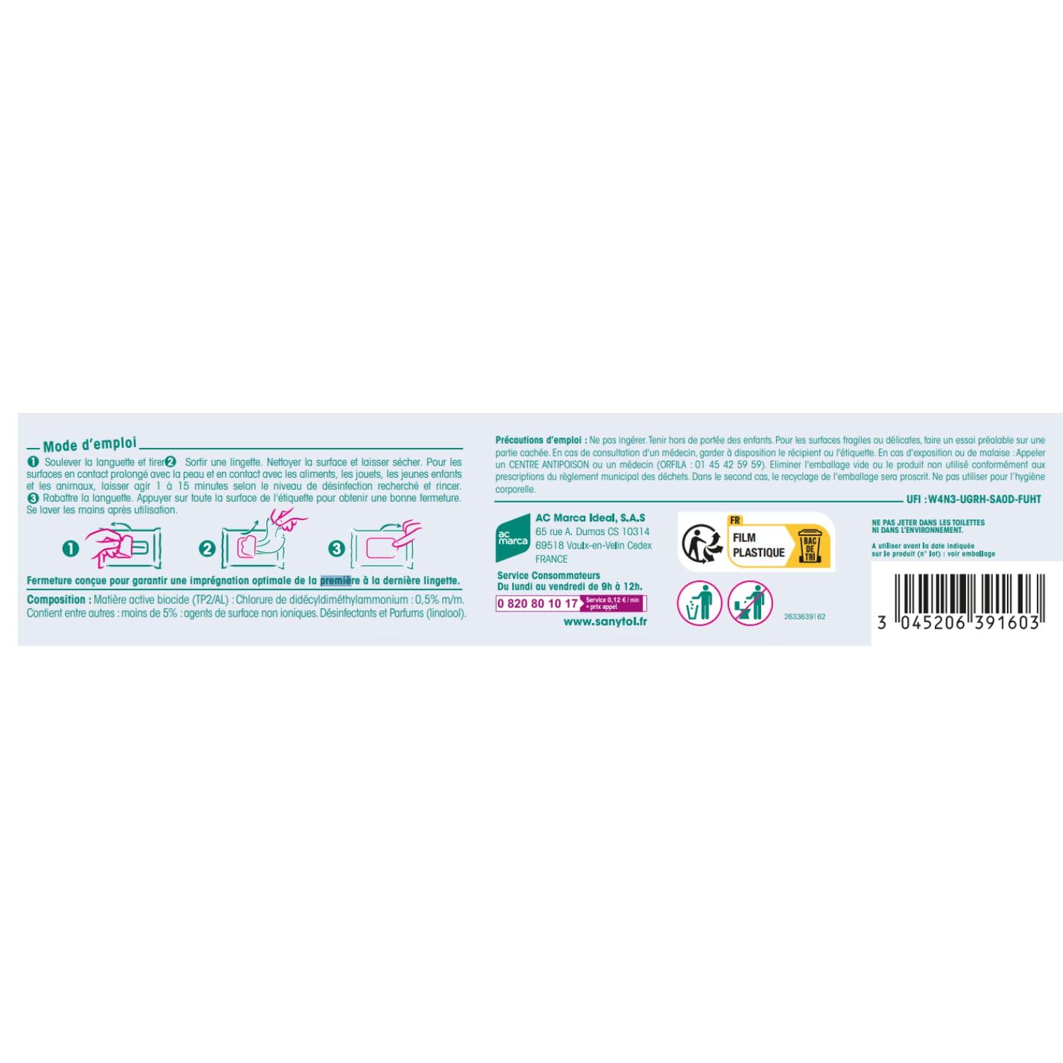 sanytol-lingettes-d-sinfectantes-wc-fra-cheur-marine-3x72 image 3