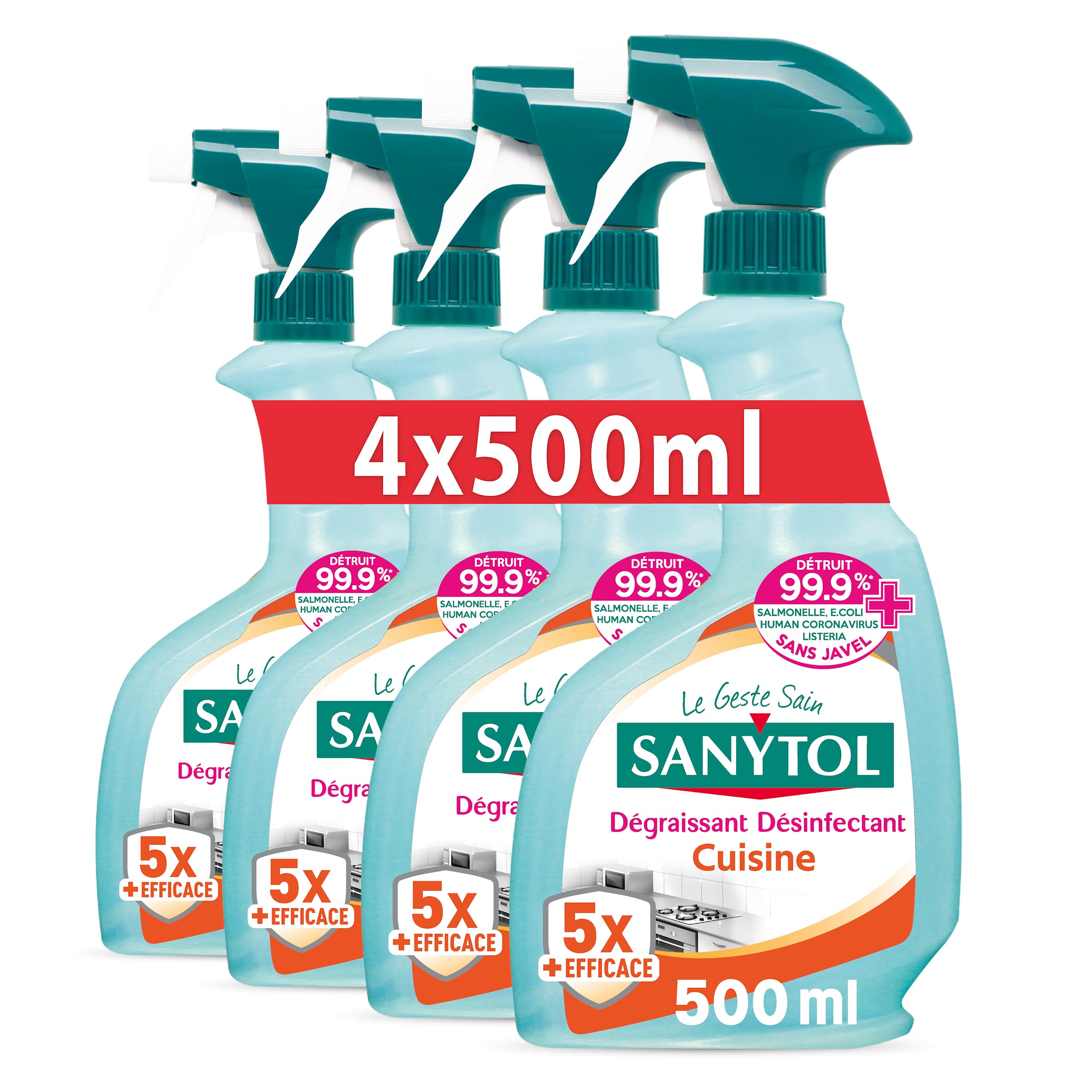 sanytol-cuisine-ultra-d-graissant-d-sinfectant-spray-4-x-500-ml image 1