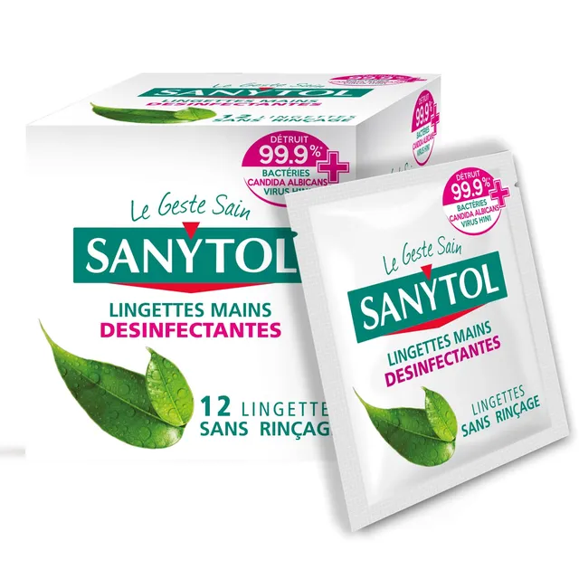 sanytol-lingettes-d-sinfectantes-mains-th-vert-x12 image 1