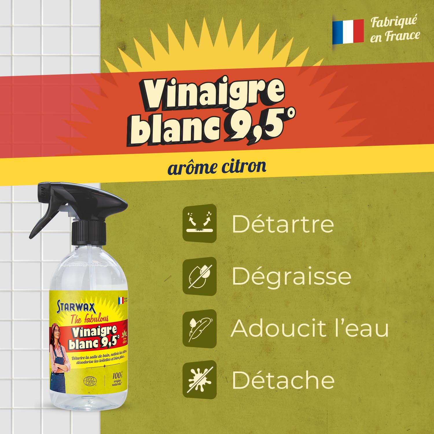 starwax-the-fabulous-vinaigre-blanc-9-5-citron-nettoyant-d-tartrant-500ml image 2