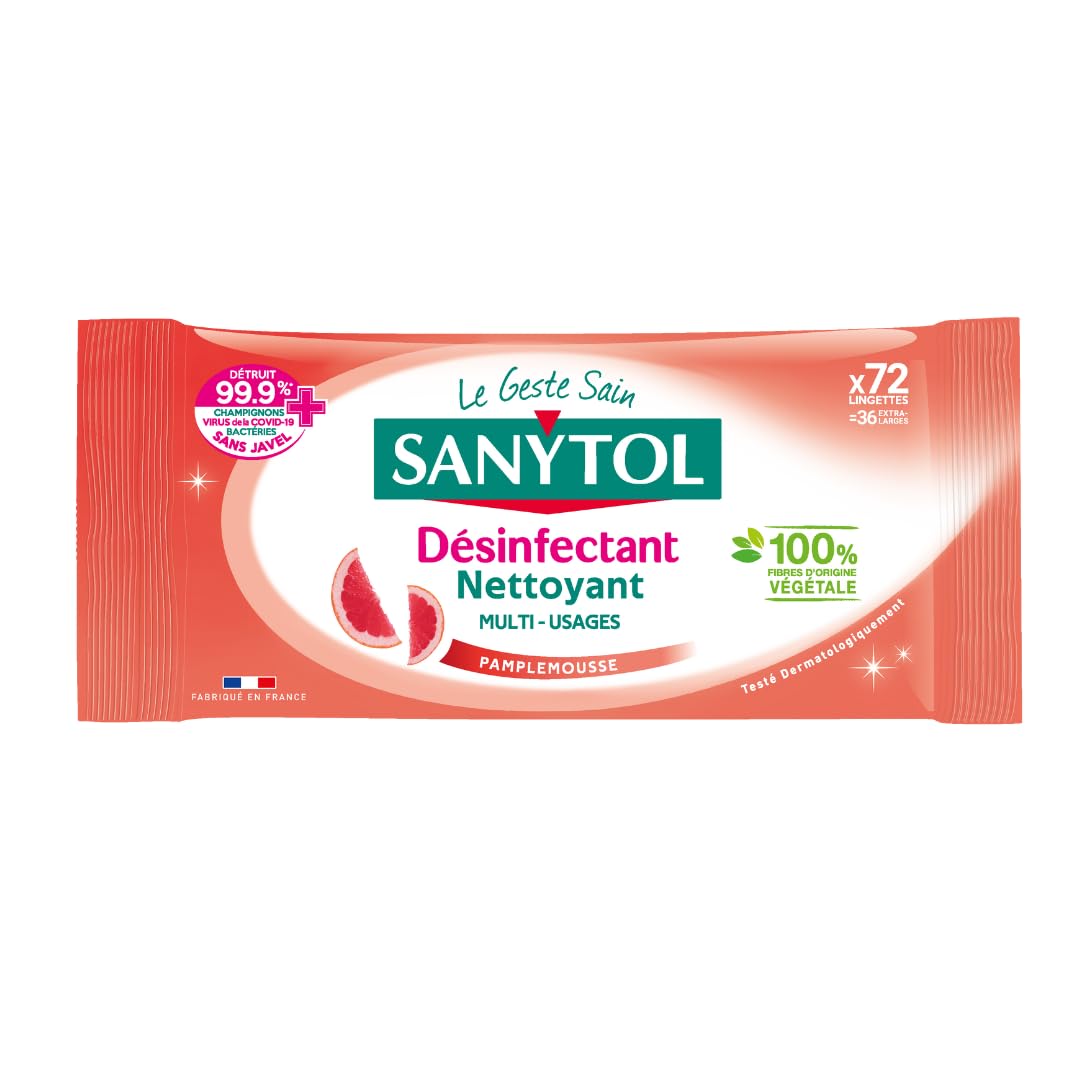 sanytol-lingettes-d-sinfectantes-multi-usages-pamplemousse-citronnelle-x72 image 2