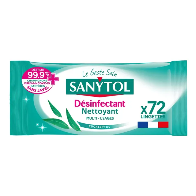 sanytol-lingettes-d-sinfectantes-multi-usages-eucalyptus-x72 image 1