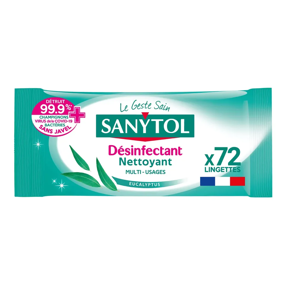 sanytol-lingettes-d-sinfectantes-multi-usages-eucalyptus-x72 image 1