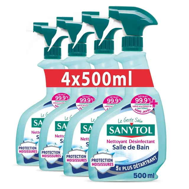 sanytol-d-sinfectant-ultra-d-tartrant-salle-de-bain-500ml-x4 image 1