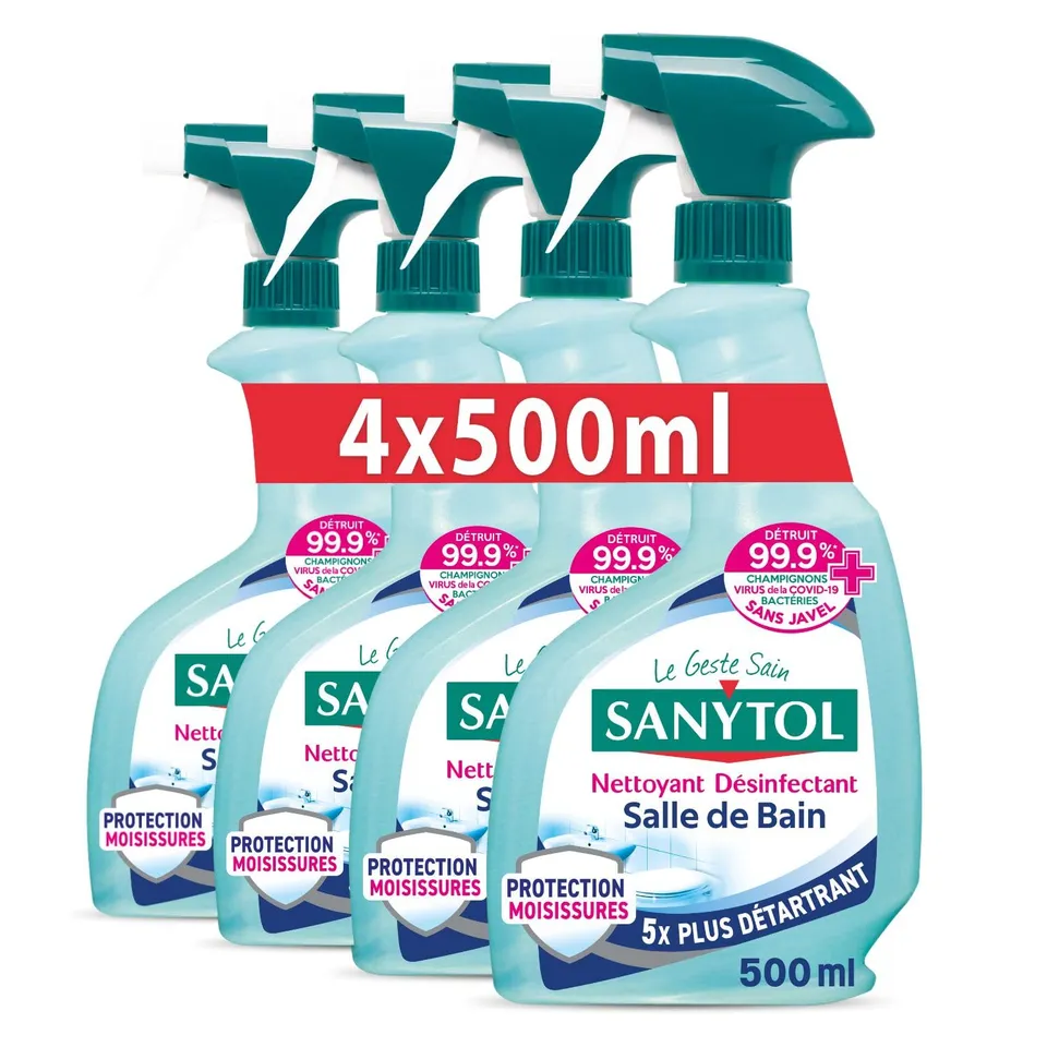 sanytol-d-sinfectant-ultra-d-tartrant-salle-de-bain-500ml-x4 image 1