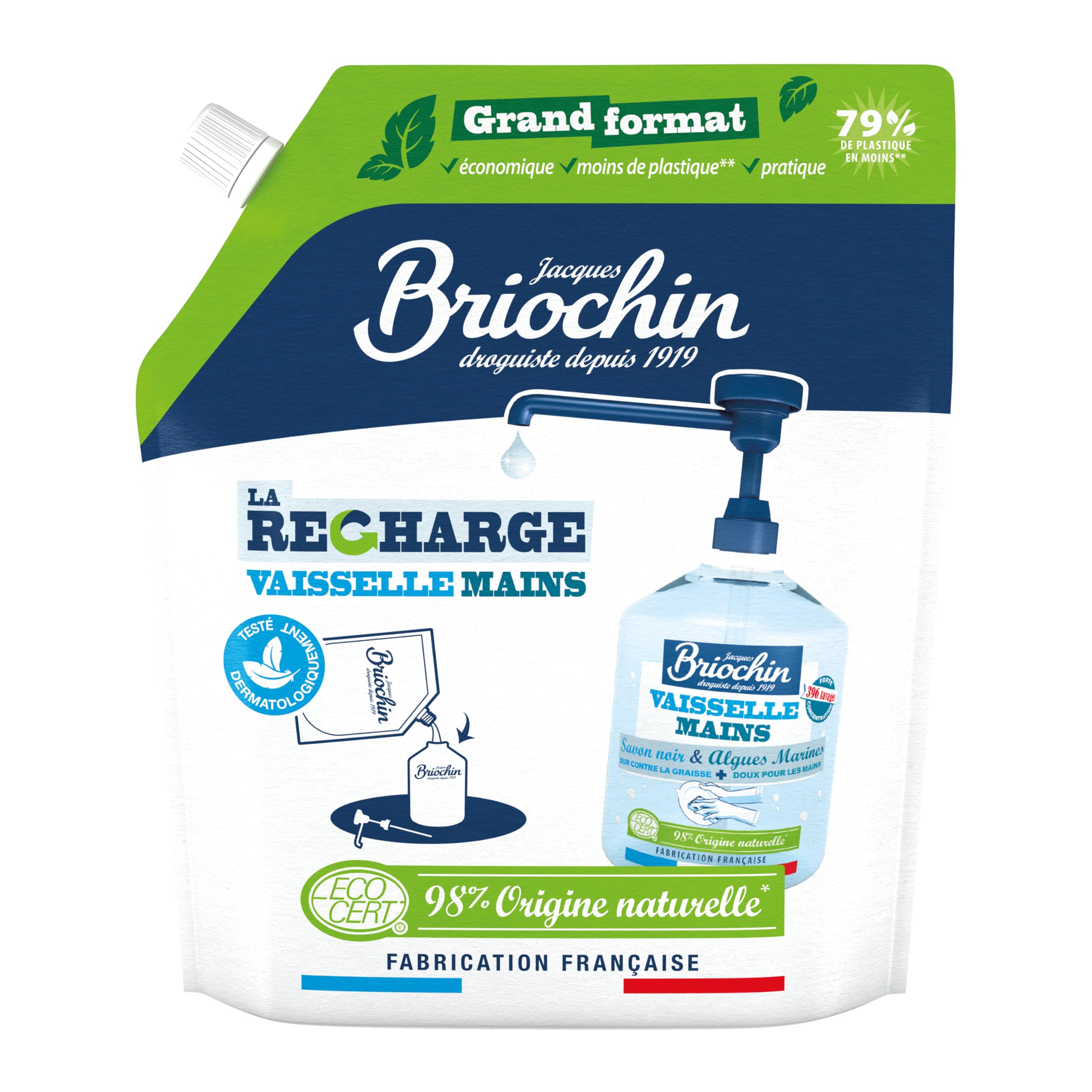 le-briochin-recharge-vaisselle-mains-savon-noir-et-algues-marines-900-ml image 1