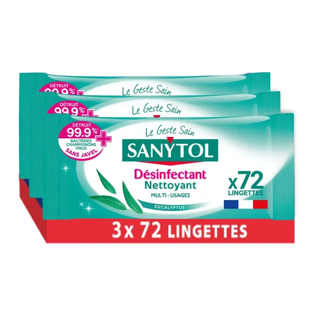 sanytol-lingettes-multi-usages-d-sinfectantes-x72-lot-de-3 image 1