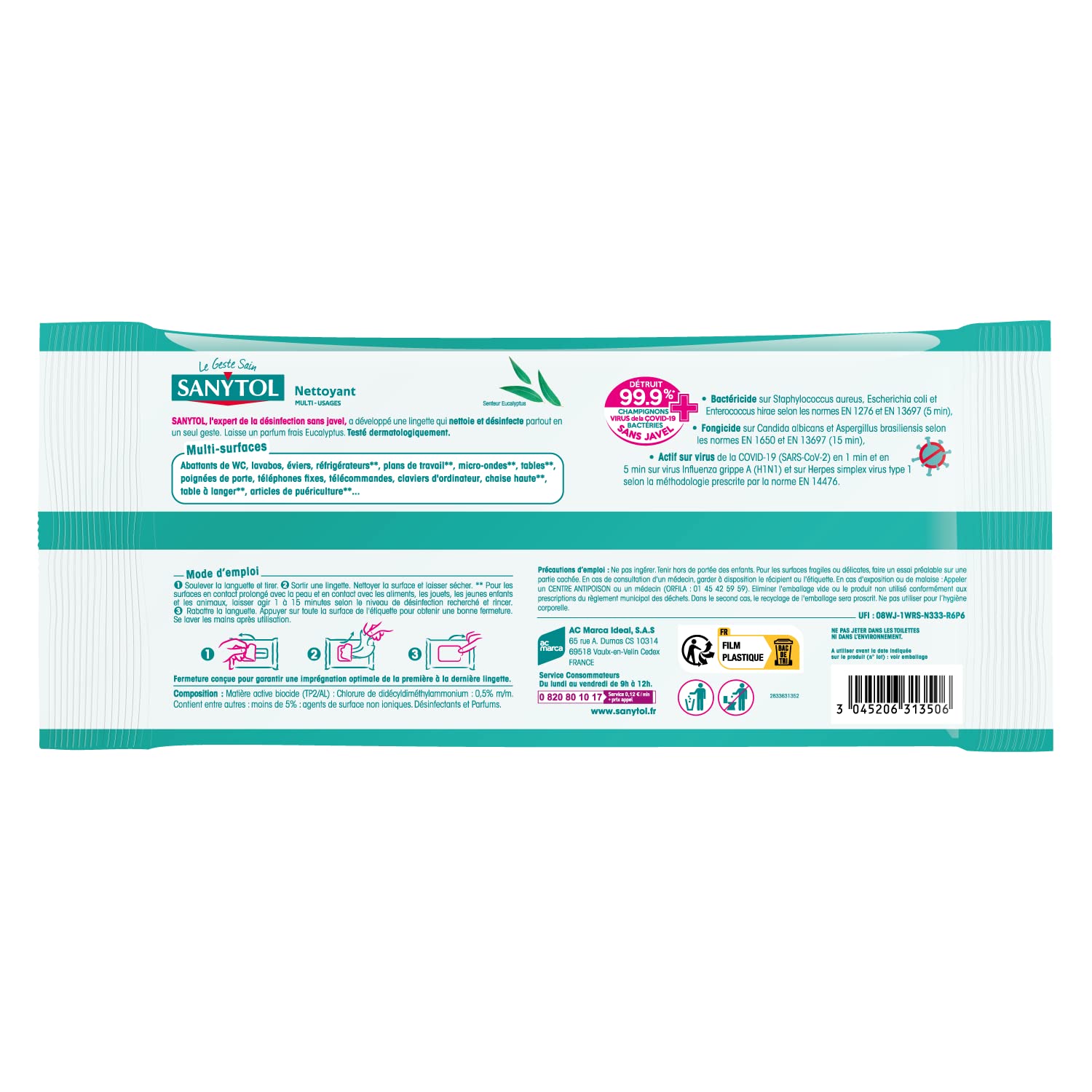 sanytol-lingettes-d-sinfectantes-multi-usages-eucalyptus-x120 image 3