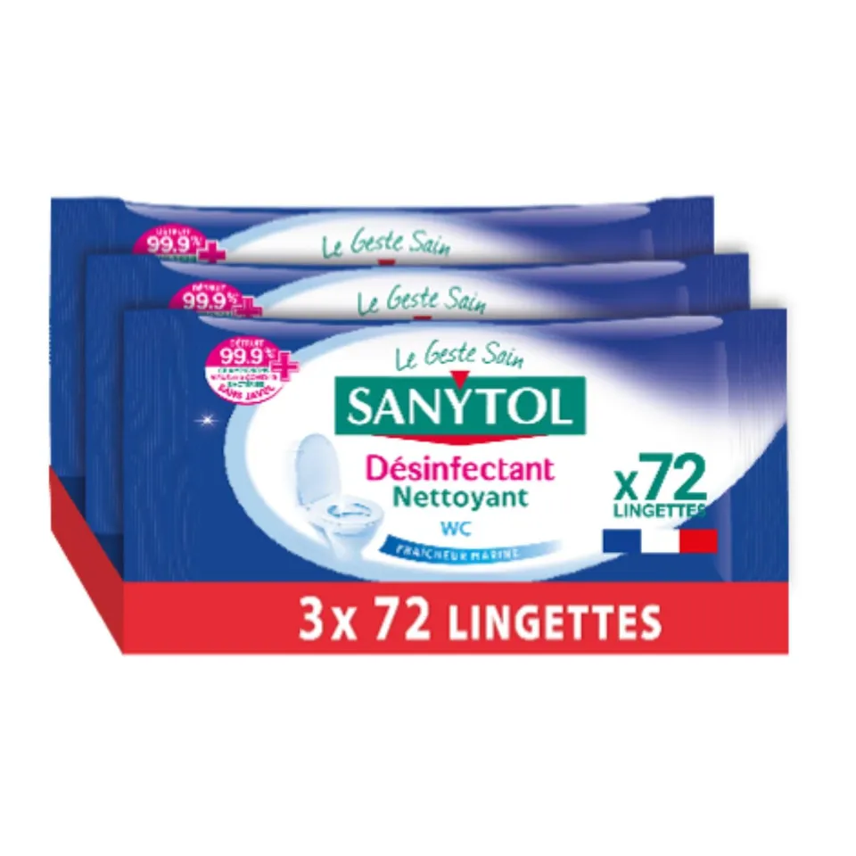 sanytol-lingettes-d-sinfectantes-wc-fra-cheur-marine-3x72 image 1