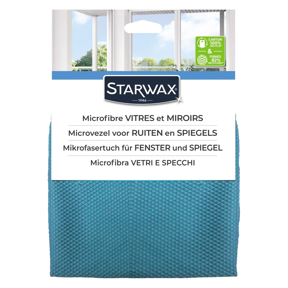starwax-microfibre-vitres-et-miroirs-nid-d-abeilles-x4-32x36cm image 1